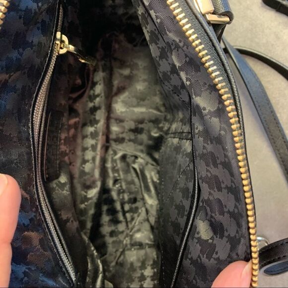 KARL Lagerfeld black leather gold hardware crossbody shoulder bag purse - Picture 6 of 11